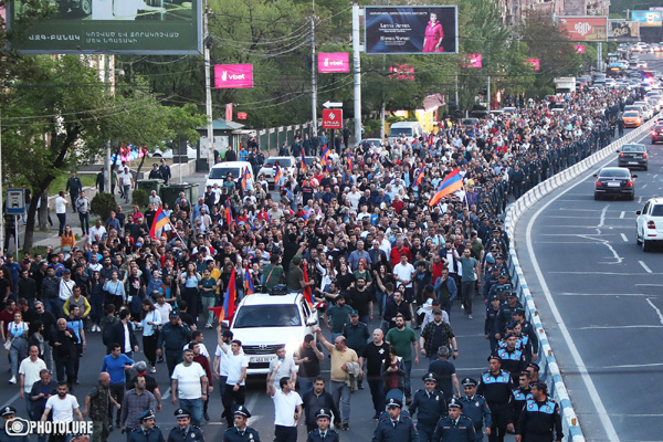 An awareness protest action under the slogan of 'Resistance Movement' started from the statue of Garegin Nzhdeh heading to the streets of Yerevan, Armenia