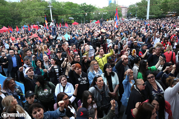 ‘Resistance’ movement holds a protest action on the French Square of Yerevan, Armenia