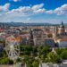 Budapest, Hungary - Aerial drone view of the downtown of Budapest on a sunny summer day. This view includes Elisabeth Square with ferris wheel, St. Stephen's Basilica and Hungarian Parliament building