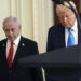 President Donald Trump and Israel's Prime Minister Benjamin Netanyahu arrive for a news conference in the East Room of the White House, Tuesday, Feb. 4, 2025, in Washington. (AP Photo/Evan Vucci)