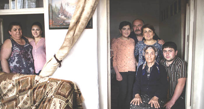 Hayrapetyan's family. On the left is my aunt with her daughter, and on the right are my grandma and my uncle's family. My grandma had to leave for Yerevan and later moved to Stepanakert, where she passed away. My uncle’s family returned to Stepanakert but moved to Yerevan after the 2023 war.
