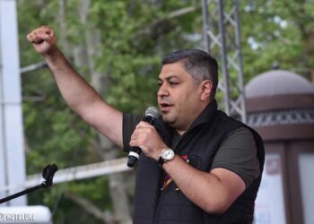 ‘Resistance’ movement holds a protest action on the French Square of Yerevan, Armenia