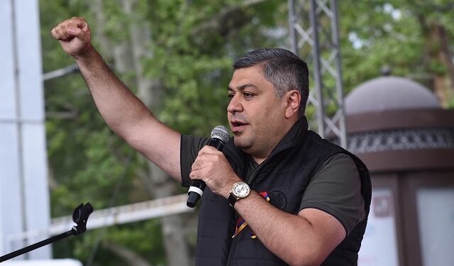 ‘Resistance’ movement holds a protest action on the French Square of Yerevan, Armenia